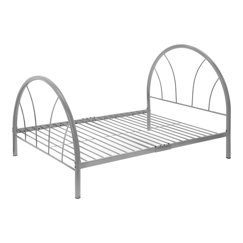 Bowery Hill Contemporary Metal Platform Full Bed in Silver