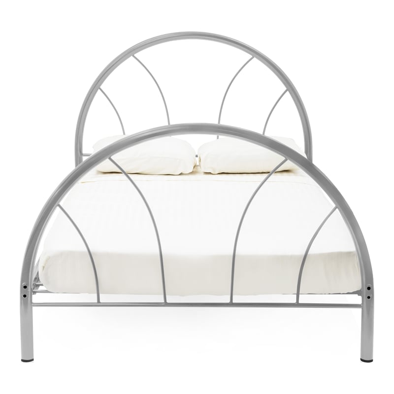 Bowery Hill Contemporary Metal Platform Full Bed in Silver