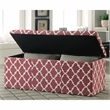 Bowery Hill Contemporary Fabric Storage Ottoman in Red with Diamond Pattern
