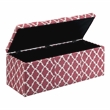 Bowery Hill Contemporary Fabric Storage Ottoman in Red with Diamond Pattern