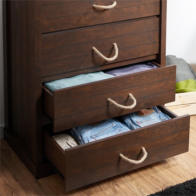 Bowery Hill 4-Drawer Wood Chest in Vintage Walnut Finish