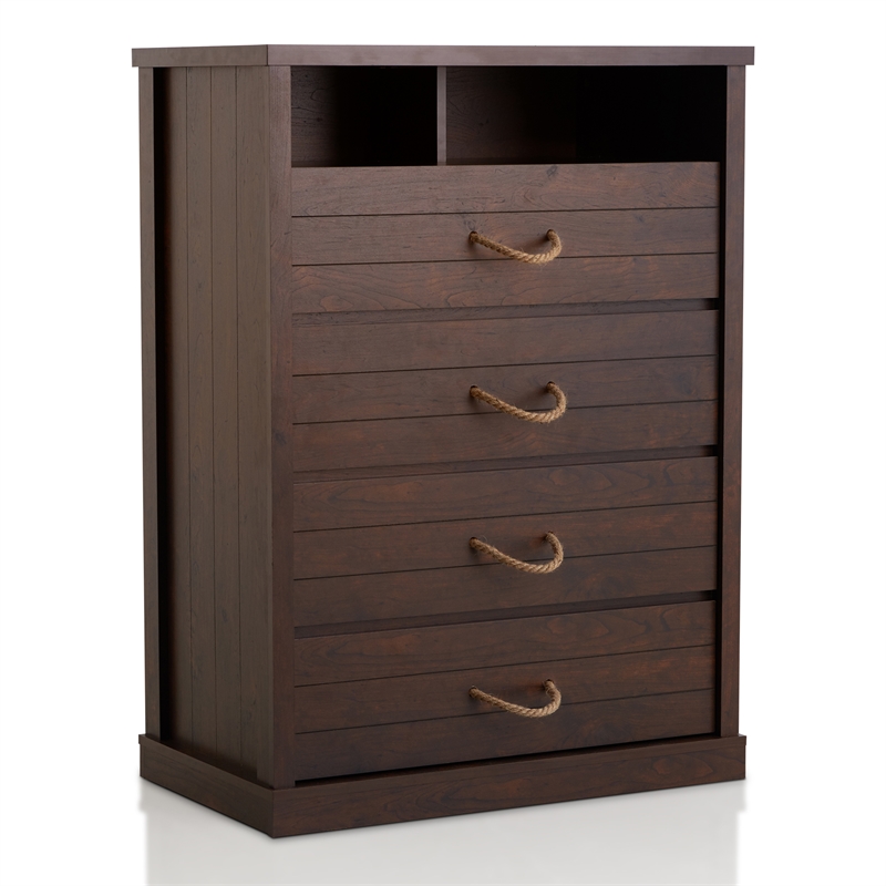 Bowery Hill 4-Drawer Wood Chest in Vintage Walnut Finish