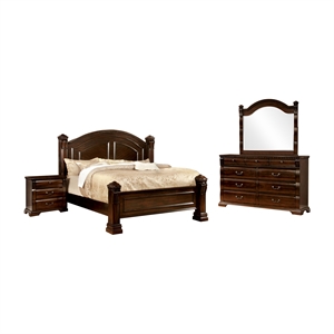 Bowery Hill 4-Piece King Bedroom Set in Cherry Solid Wood