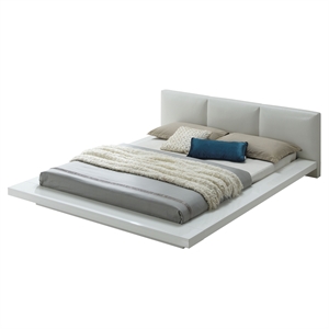 Bowery Hill Solid Wood California King Panel Bed in White with Slat Support