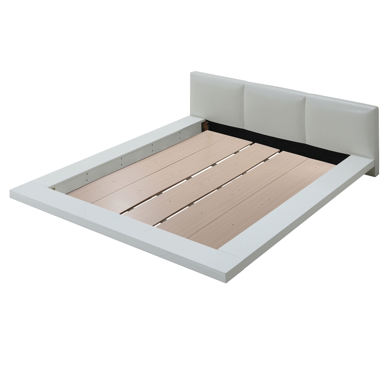 Bowery Hill Solid Wood California King Panel Bed in White with Slat Support