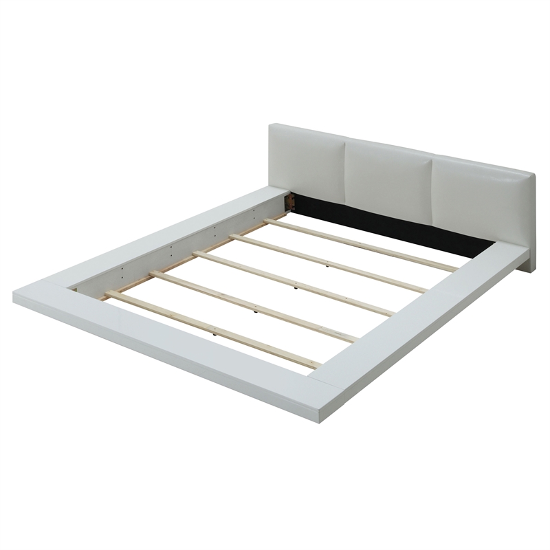 Bowery Hill Solid Wood California King Panel Bed in White with Slat Support