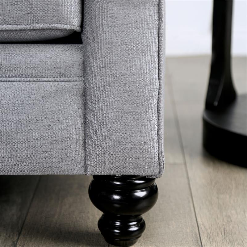 Bowery Hill Transitional Gray Fabric Upholstered Sofa with Burlap Weave