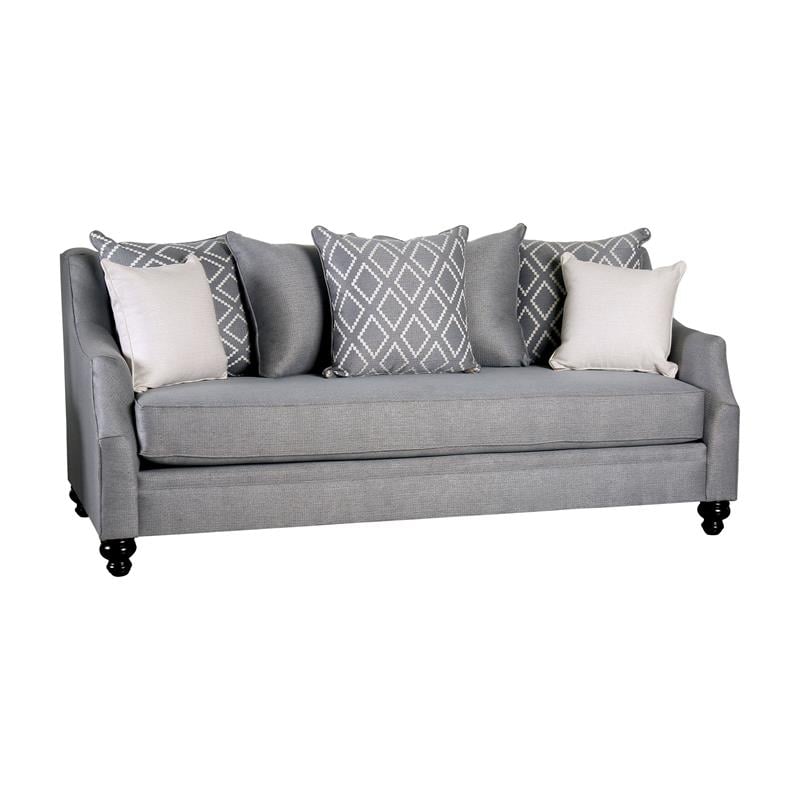 Bowery Hill Transitional Gray Fabric Upholstered Sofa with Burlap Weave