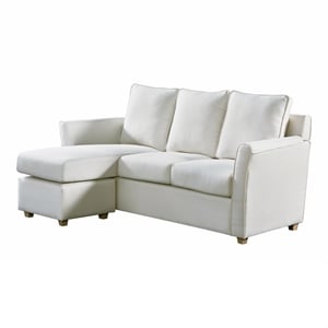 Bowery Hill Fabric Reversible Modular Sectional in Cream for Small Spaces