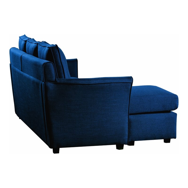 Bowery Hill Fabric Reversible Modular Sectional in Royal Blue for Small Spaces