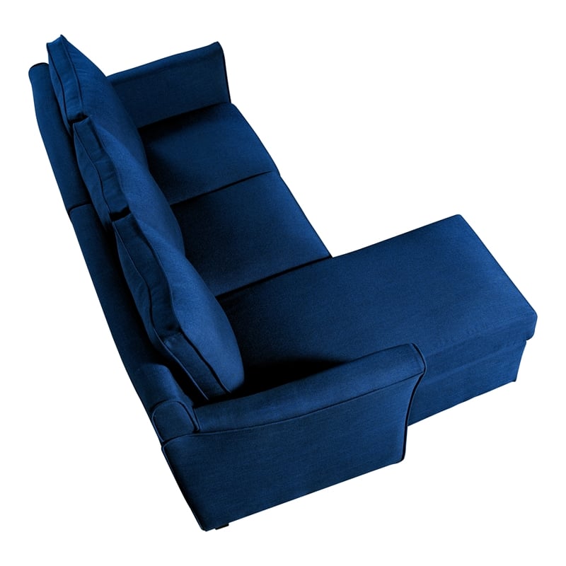 Bowery Hill Fabric Reversible Modular Sectional in Royal Blue for Small Spaces
