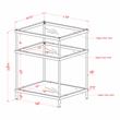 Bowery Hill Glass Top 2-Shelf Side Table with Mirror in Red
