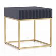 Bowery Hill Metal 1-Drawer End Table in Antique Blue with Gold Frame