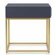 Bowery Hill Metal 1-Drawer End Table in Antique Blue with Gold Frame