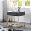 Bowery Hill Metal 1-Drawer End Table in Antique Blue with Gold Frame