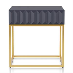 Bowery Hill Metal 1-Drawer End Table in Antique Blue with Gold Frame