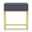 Bowery Hill Metal 1-Drawer End Table in Antique Blue with Gold Frame