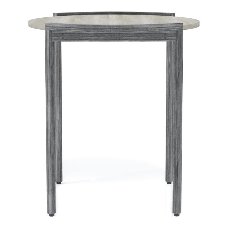 Bowery Hill Metal Round End Table in Light Gray and Gun Metal Finish