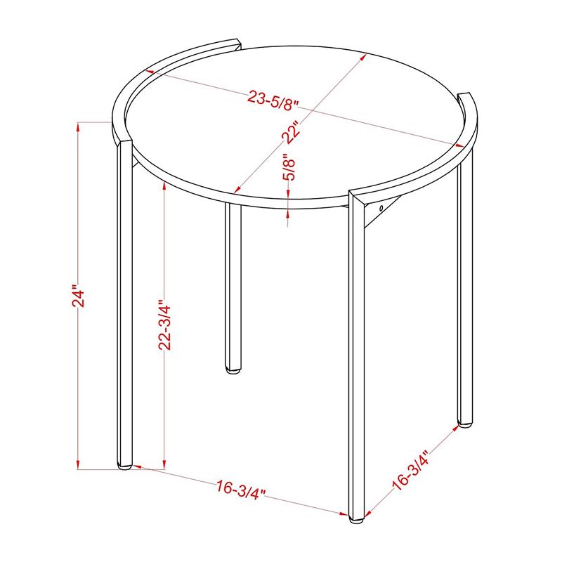 Bowery Hill Metal Round End Table in Light Gray and Gun Metal Finish
