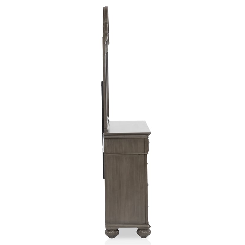 Bowery Hill 2-Piece Dresser and Mirror Set in Grey with 9 Drawers