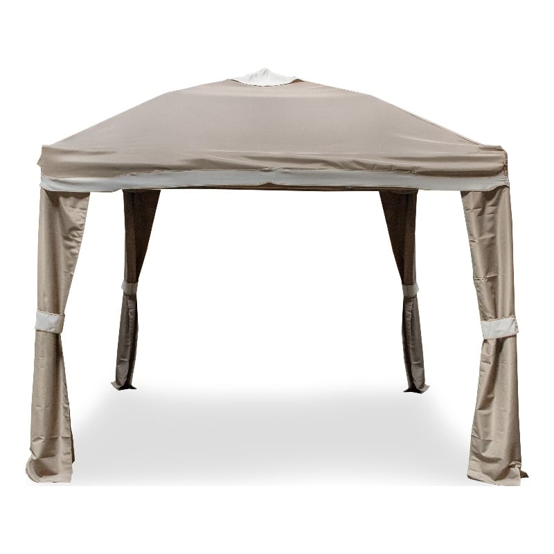 Bowery Hill 10' Pop-Up Outdoor Gazebo with Wind Vent in Brown Fabric