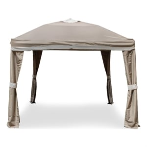 Bowery Hill 10' Pop-Up Outdoor Gazebo with Wind Vent in Brown Fabric