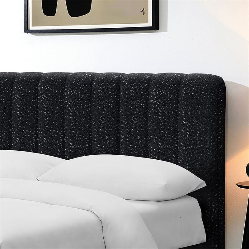 Bowery Hill Upholstered Boucle Fabric Full Bed with Channel Tufting