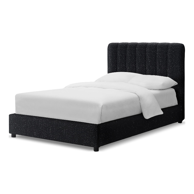 Bowery Hill Upholstered Boucle Fabric Full Bed with Channel Tufting