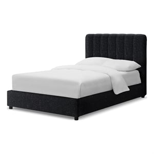 Bowery Hill Upholstered Boucle Fabric Full Bed with Channel Tufting