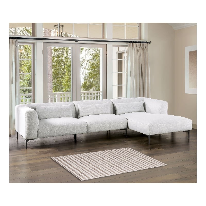 Bowery Hill Cotton-Linen Sectional with Right Chaise in Gray