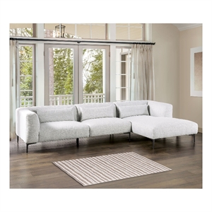Bowery Hill Cotton-Linen Sectional with Right Chaise in Gray