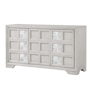 Bowery Hill Solid Wood Sunburst Server in Light Gray with 6 Shelves