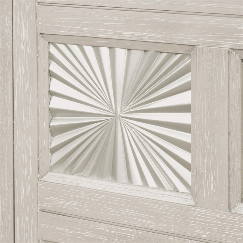 Bowery Hill Solid Wood Sunburst Server in Light Gray with 6 Shelves