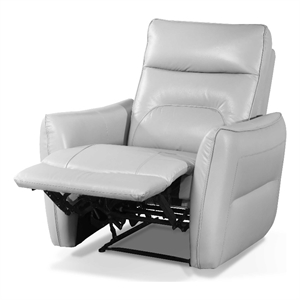 Bowery Hill Leather Power Recliner in Taupe with USB Port