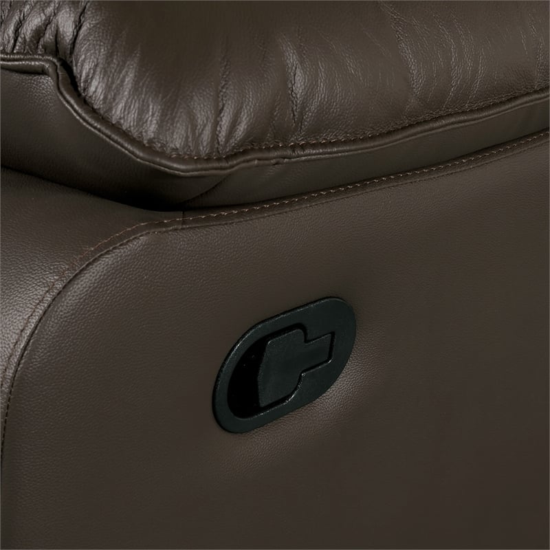 Bowery Hill Leather Upholstered Manual Recliner Chair in Brown