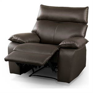 Bowery Hill Leather Upholstered Manual Recliner Chair in Brown