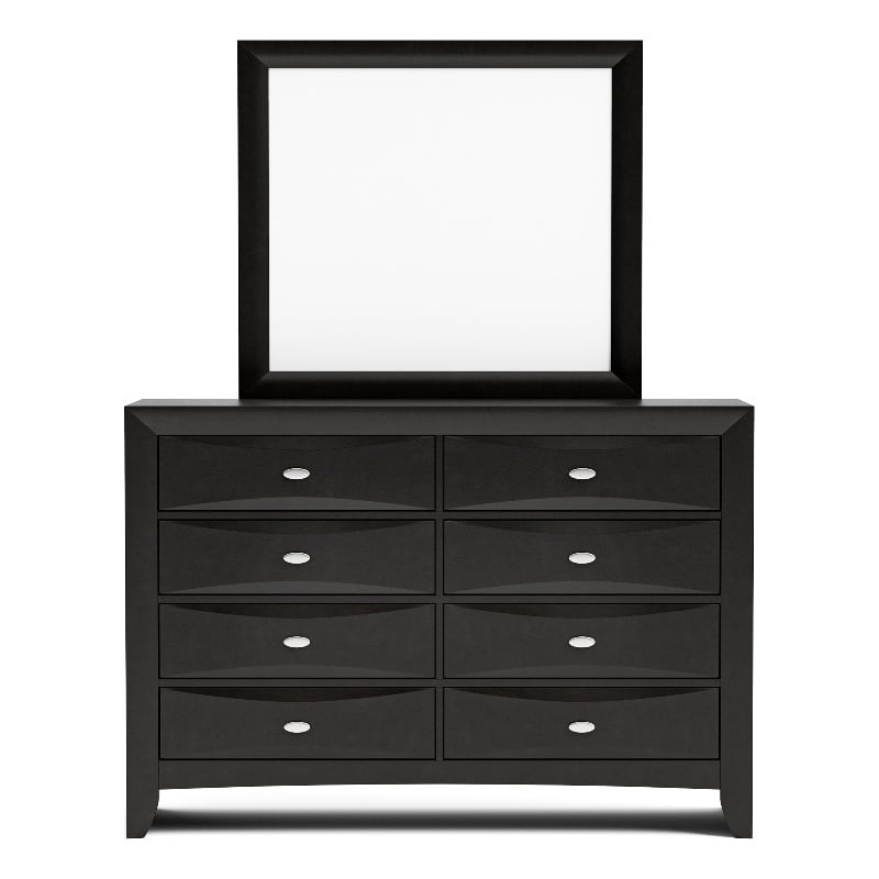 Bowery Hill 8 Drawer Dresser with Mirror Wood Black Finish