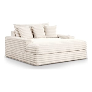 Bowery Hill Fabric 2-Arm Chaise with USB Ports White Upholstery