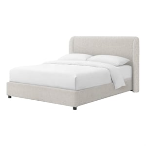 Bowery Hill Upholstered Full Platform Bed in Boucle White Finish