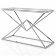 Bowery Hill Contemporary Metal Sofa Table with Glass Top & Chrome Plating