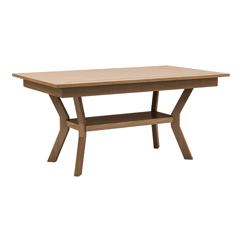 Bowery Hill Solid Wood Rectangular Dining Table in Natural Finish with Shelf