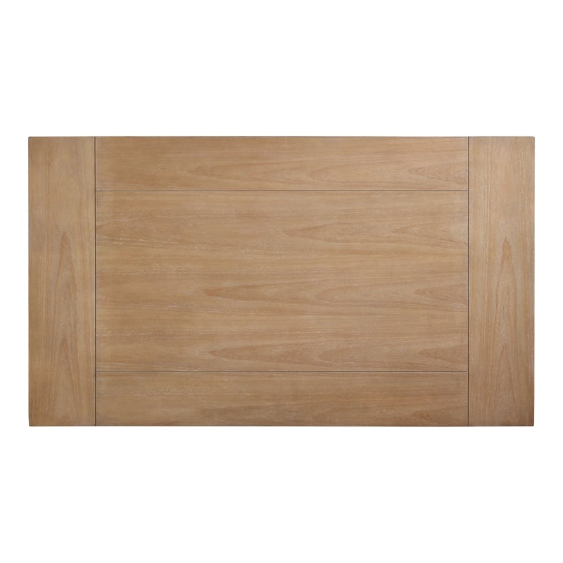 Bowery Hill Solid Wood Rectangular Dining Table in Natural Finish with Shelf