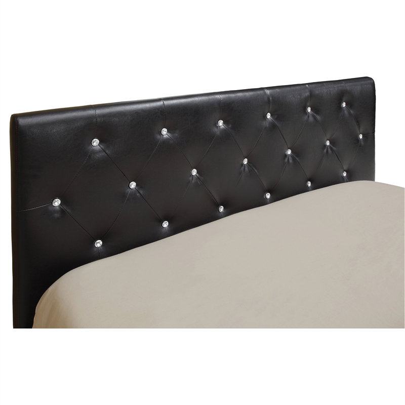 Bowery Hill Faux Leather King Bed with Button-Tufted Headboard in Black