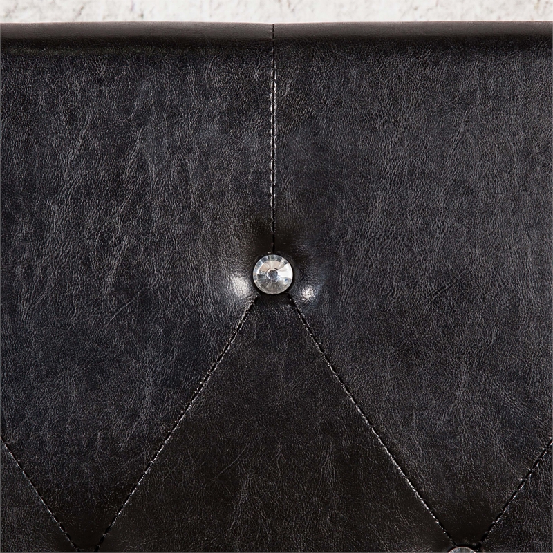 Bowery Hill Faux Leather King Bed with Button-Tufted Headboard in Black