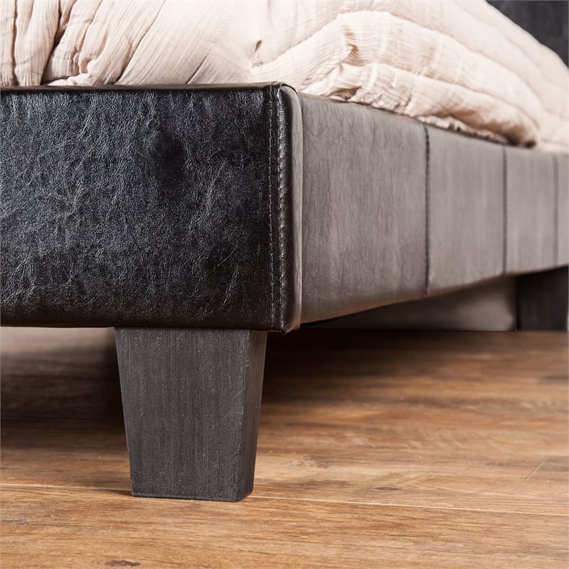 Bowery Hill Faux Leather King Bed with Button-Tufted Headboard in Black