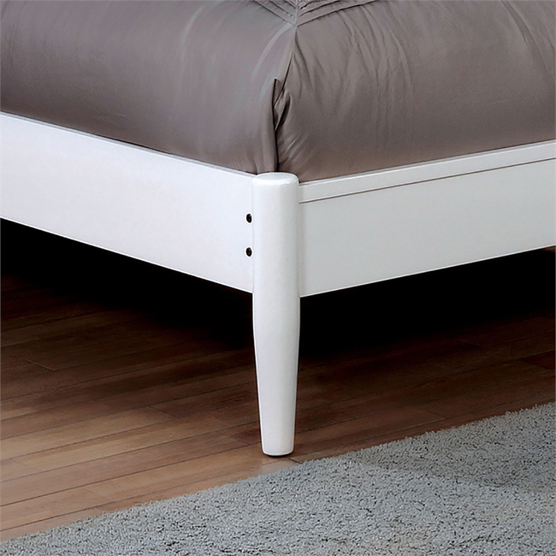 Bowery Hill Solid Wood Twin Platform Bed in White with Mid-Century Design