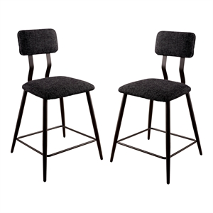 Bowery Hill Metal Padded Counter Chairs in Black (Set of 2)