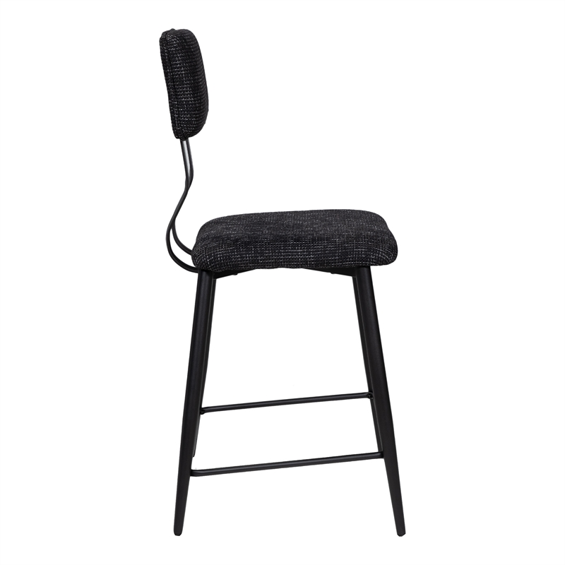 Bowery Hill Metal Padded Counter Chairs in Black (Set of 2)