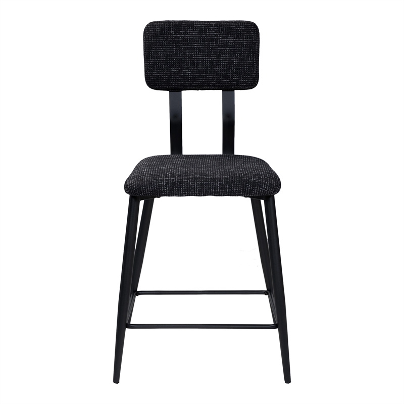 Bowery Hill Metal Padded Counter Chairs in Black (Set of 2)