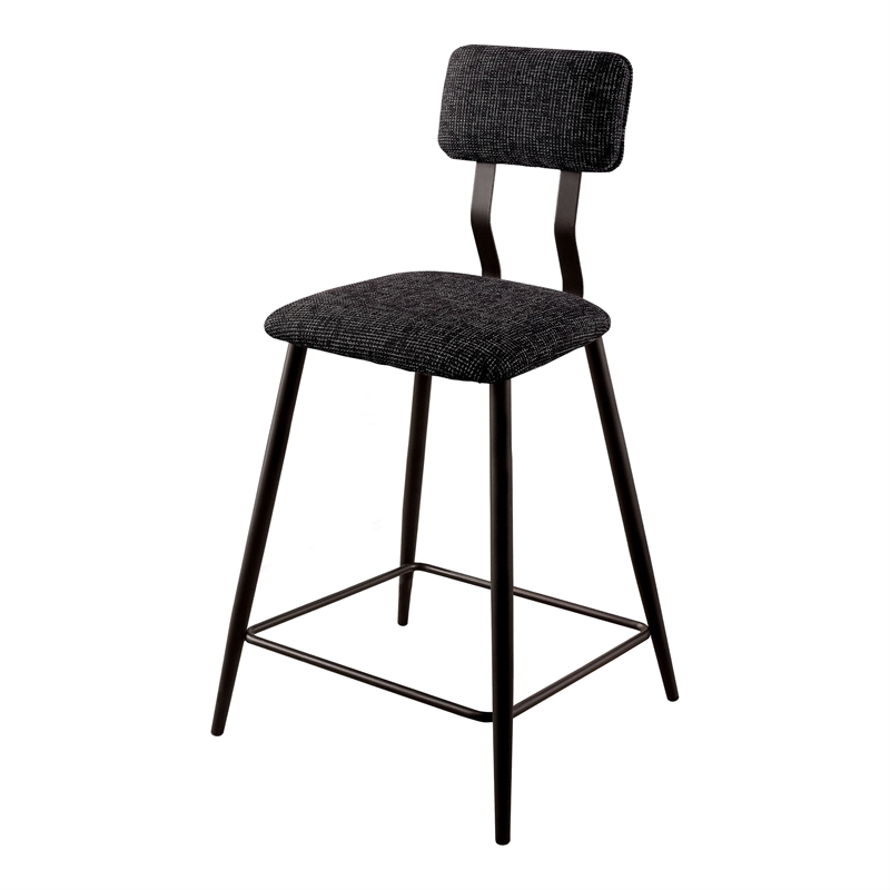 Bowery Hill Metal Padded Counter Chairs in Black (Set of 2)